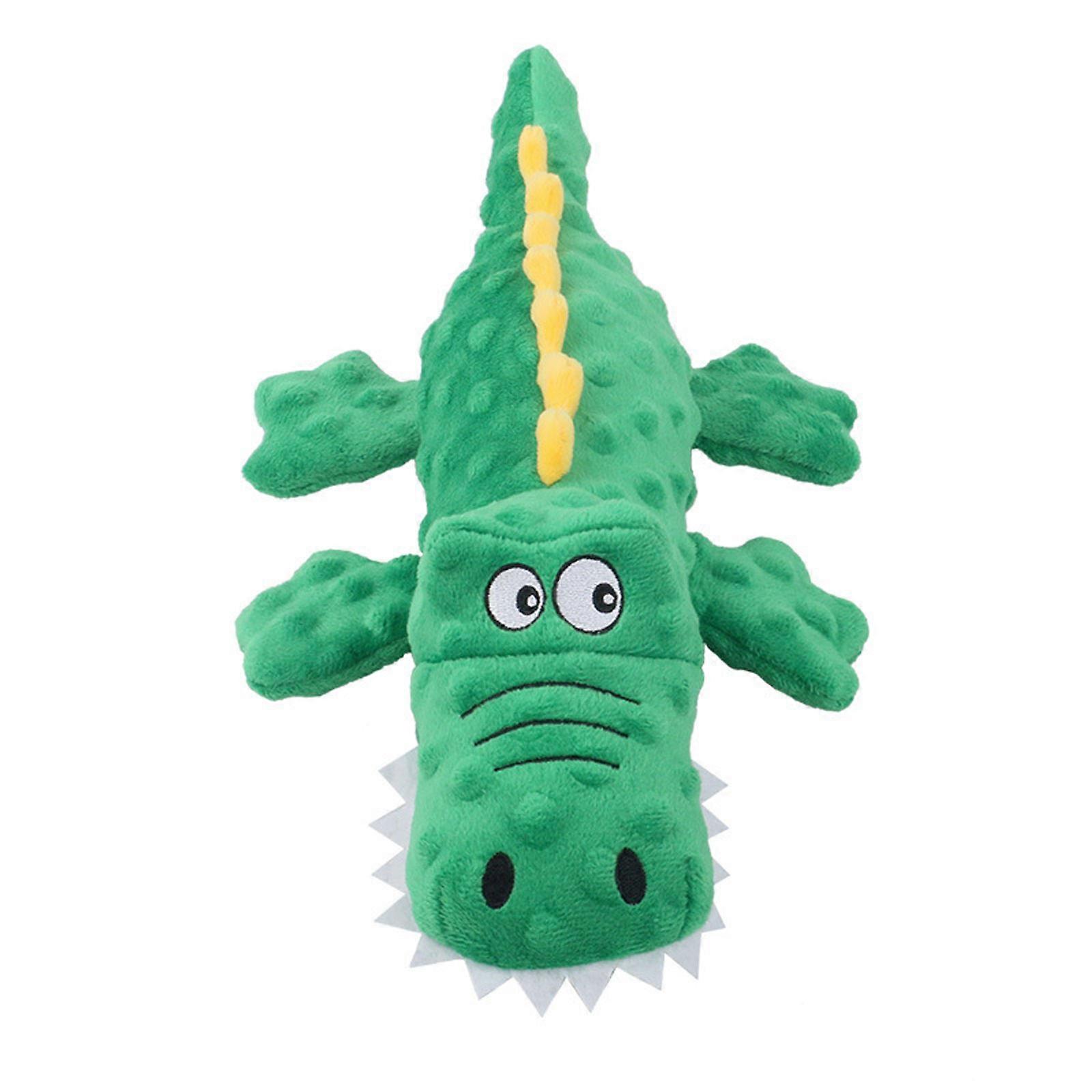 100% New Upgraded Dog Squeaky Toys  No Stuffing Dog Chew Toy for Puppy Teething- Durable Crocodile Plush Crinkle Interactive Tots Toy for Small Medium