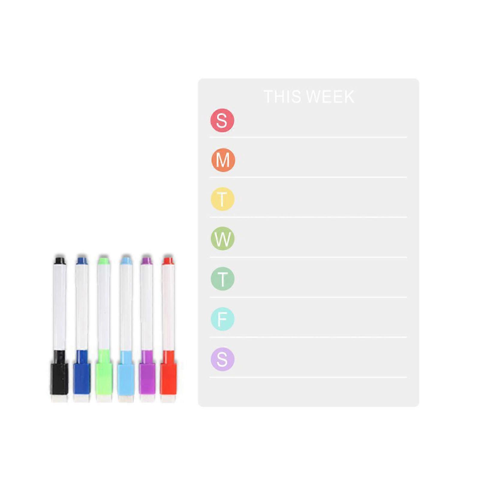 Acrylic Magnetic Meal Planner Refrigerator Board Set with 6 Markers Clear Weekly Calendar To-Do List Shopping List Reminder Board Dry Erase Board