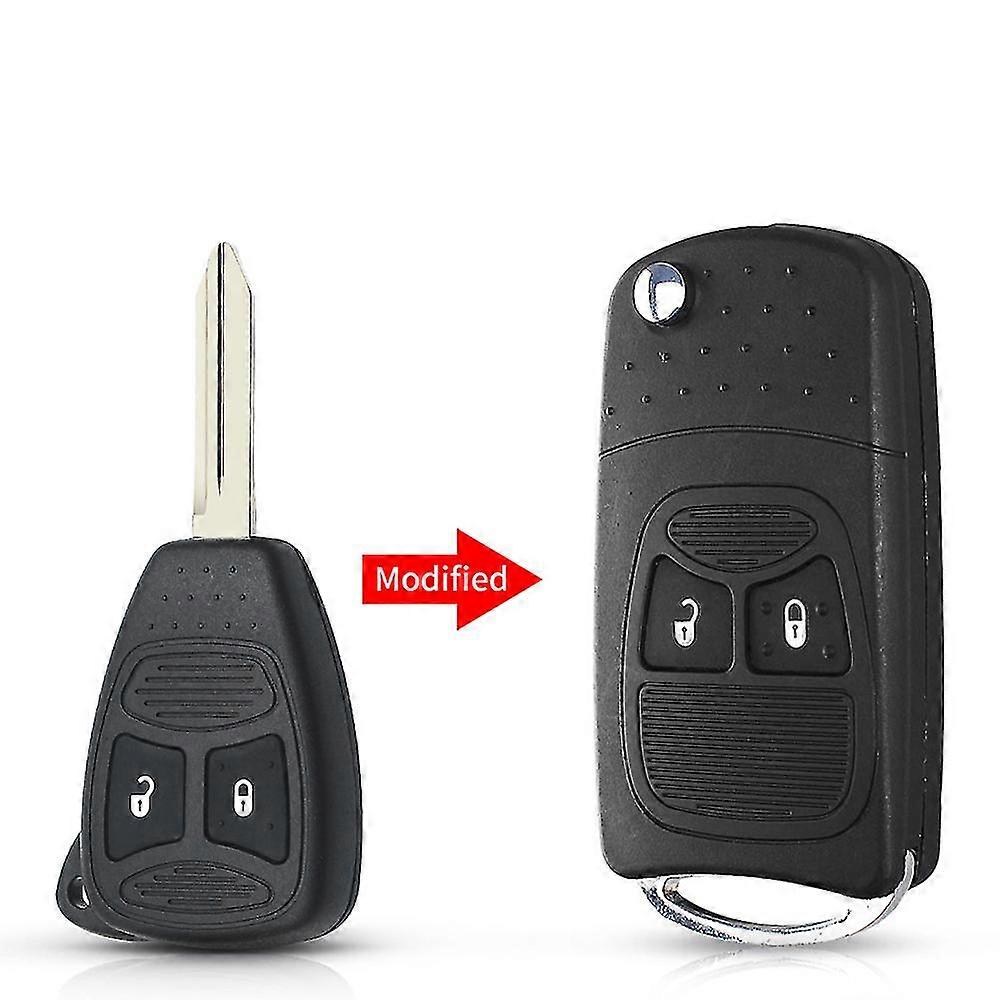 Fjernmodificeret foldbar nøgle Flip Shell taske til Chrysler Jeep Compass Wrangler Patriot Remote Key Case Fob 2 Button
