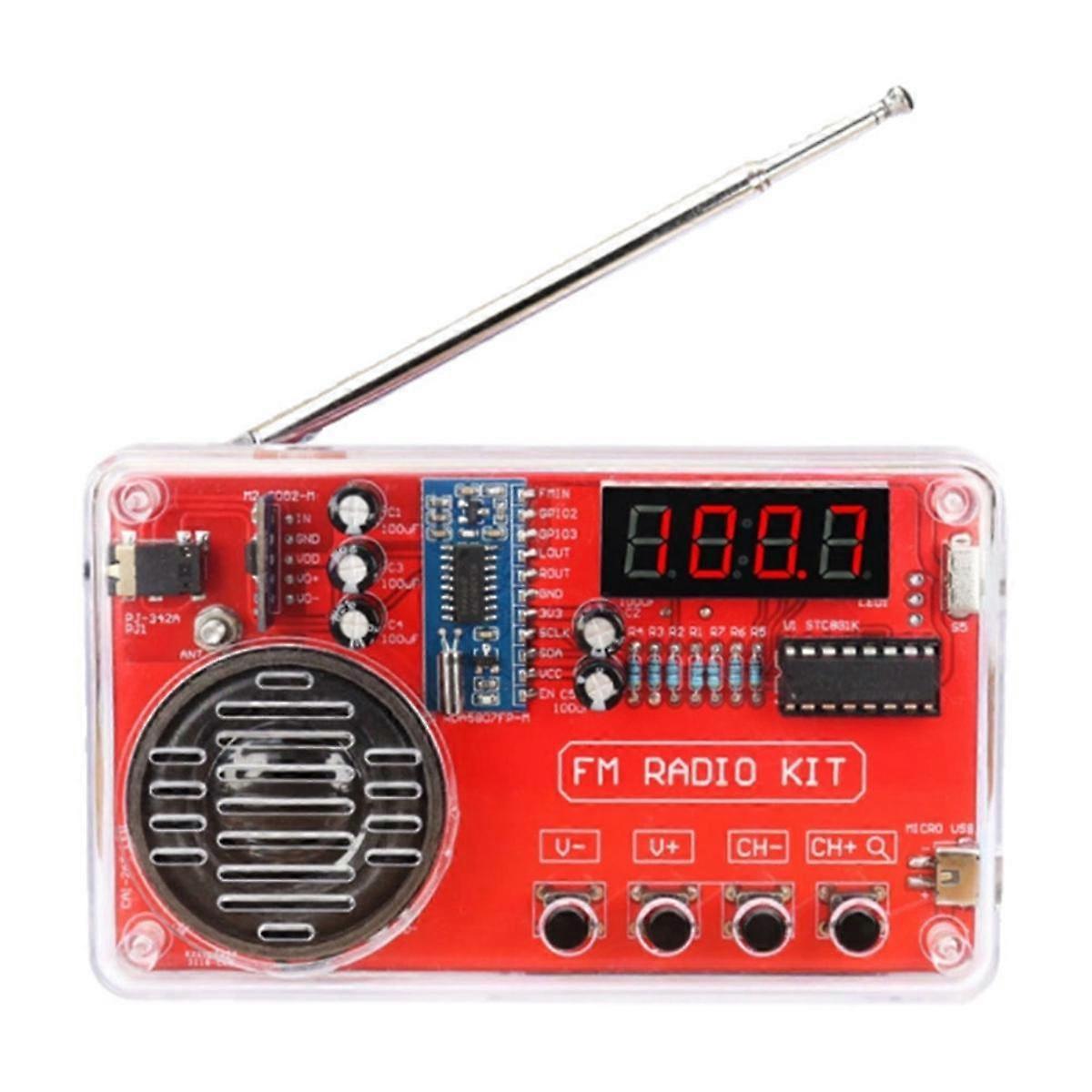 FM Radio DIY Kit Electronic Assembly Soldering Practice Kit 50-108 MHz Receiver with LCD Display