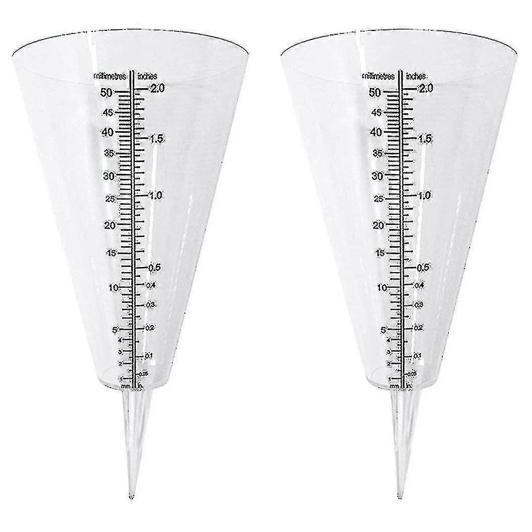 2024 Rain Gauge, Rain Gauge Outdoor, 2 Pcs Transparent Cone Rain Gauges With Double Scales For Rainfall
