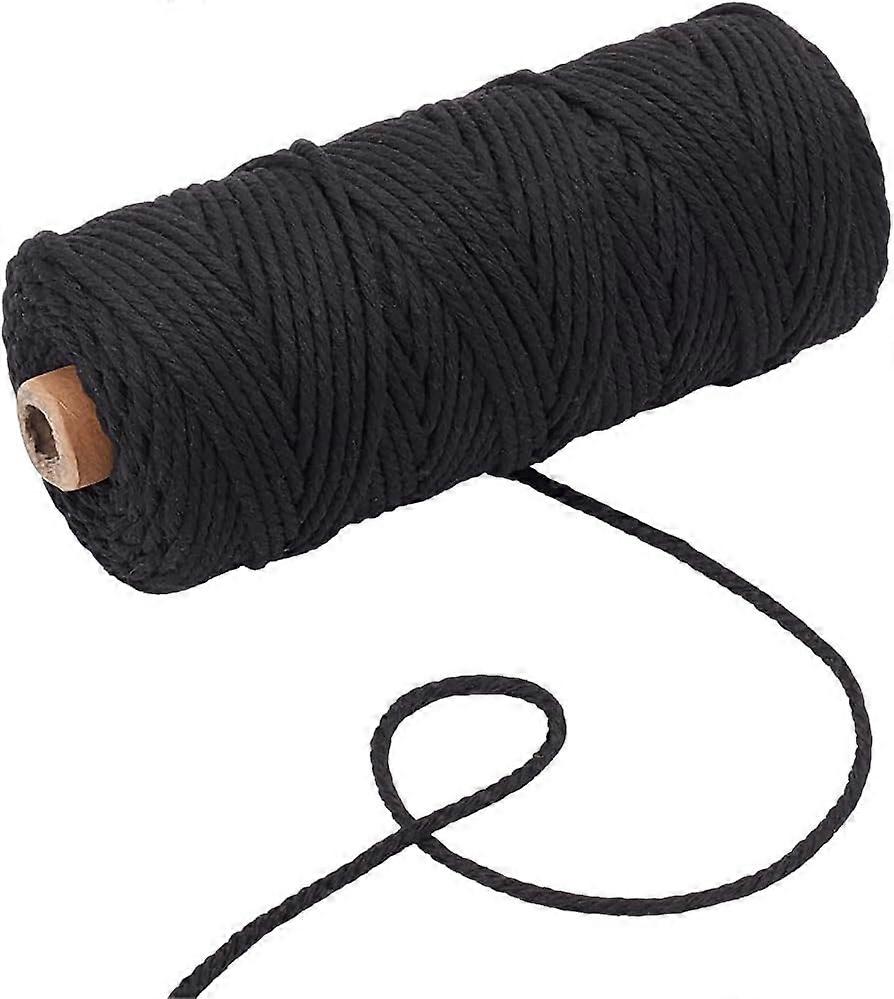 109 Yards/100m 3mm Black Cotton Strings Beading Cotton Cord Twisted Twine String Thread Findings for Jewelry Making Supplies DIY Bracelet Necklace Wea