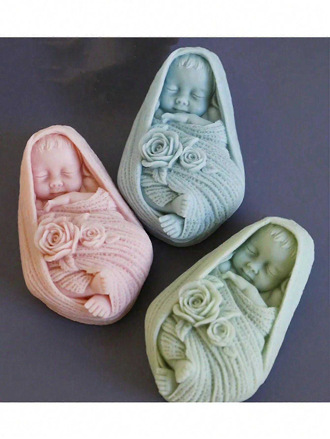 DIY שינה swddle צורת תינוק עובש סיליקון 3D אנג'ל רוז תבניות סבון לתינוקות נר כלי דקורטיבי חימר גבס עובש שרף אפוקסי בעבודת יד מתנות פסטיבל