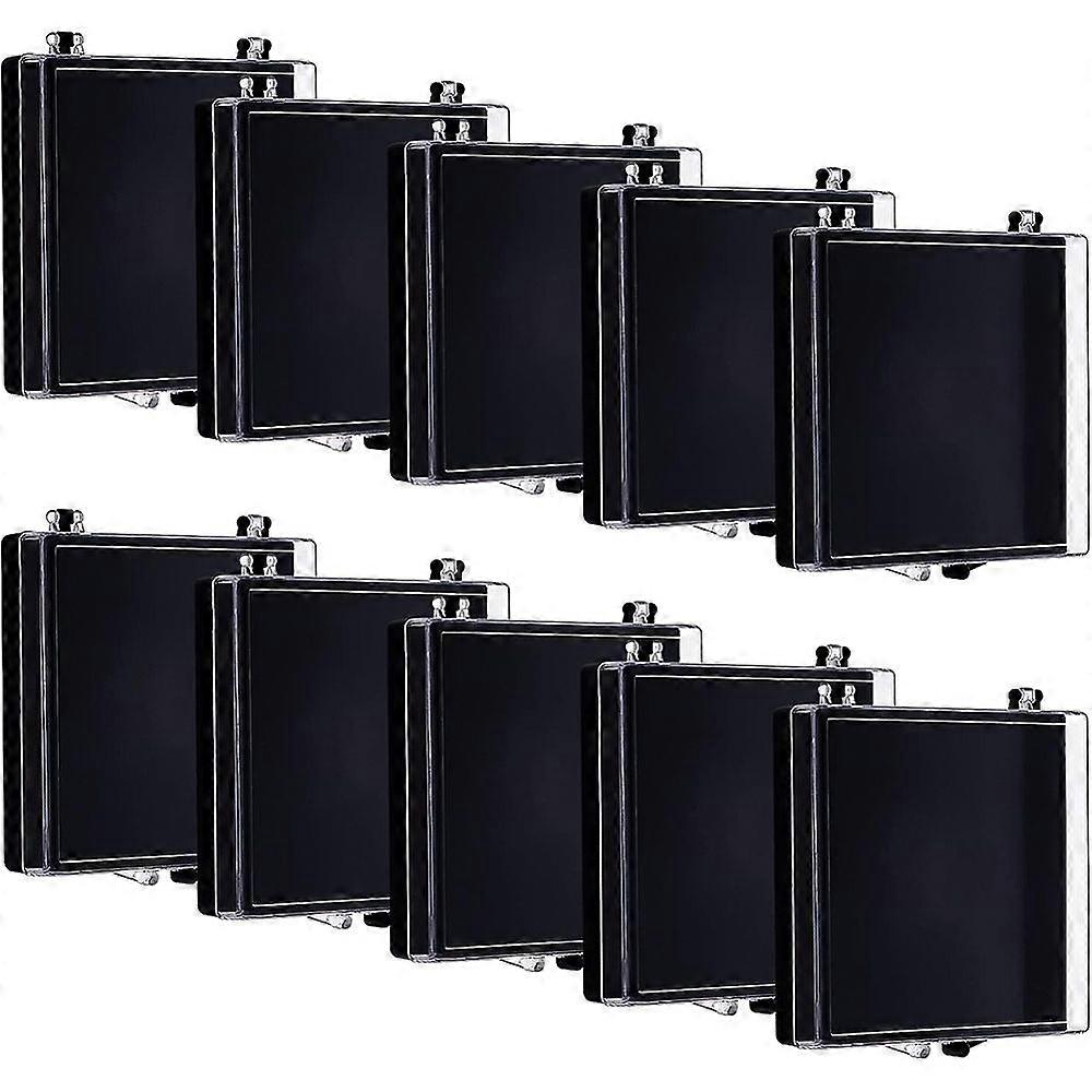 Plastic Storage Box Badge Packing Box Rectangle with Transparent Cover Black 69x75x18mm