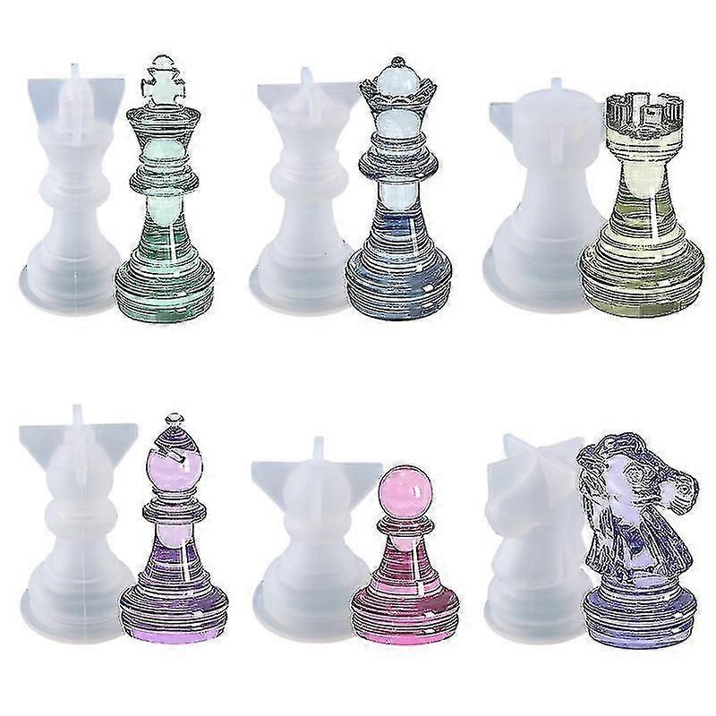 Chess Mold For Resin ,16 Pieces 3d Silicone Chess Resin Mold ,chess Crystal Epoxy Casting Molds For Diy Crafts Making,