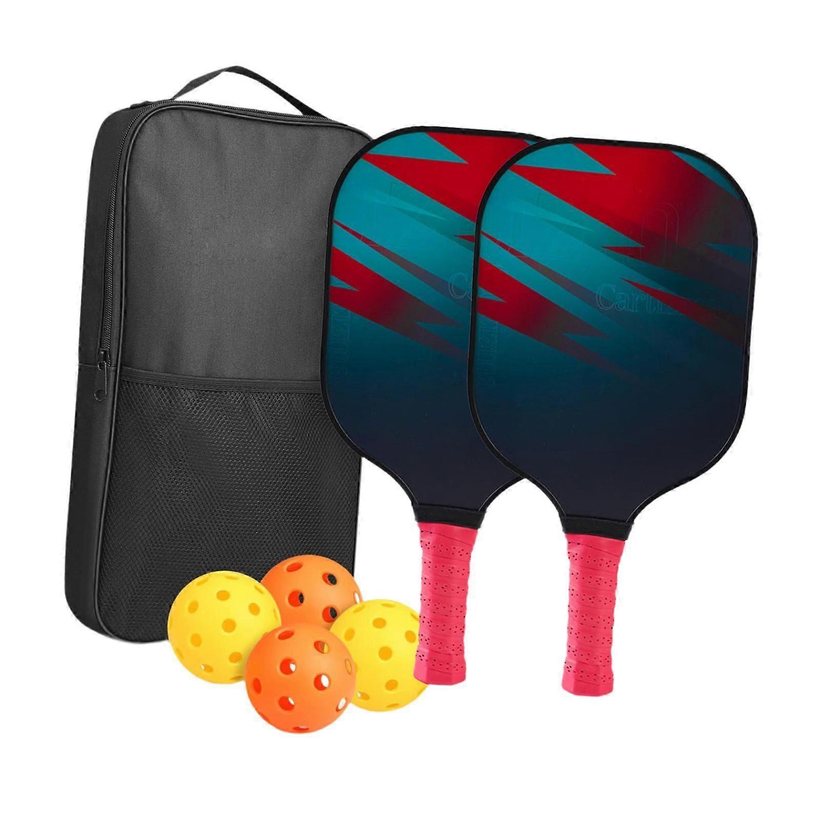 Pickleball Racket Includes 2 Rackets 4 Balls for Park Indoor and Outdoor Gym Black Edge