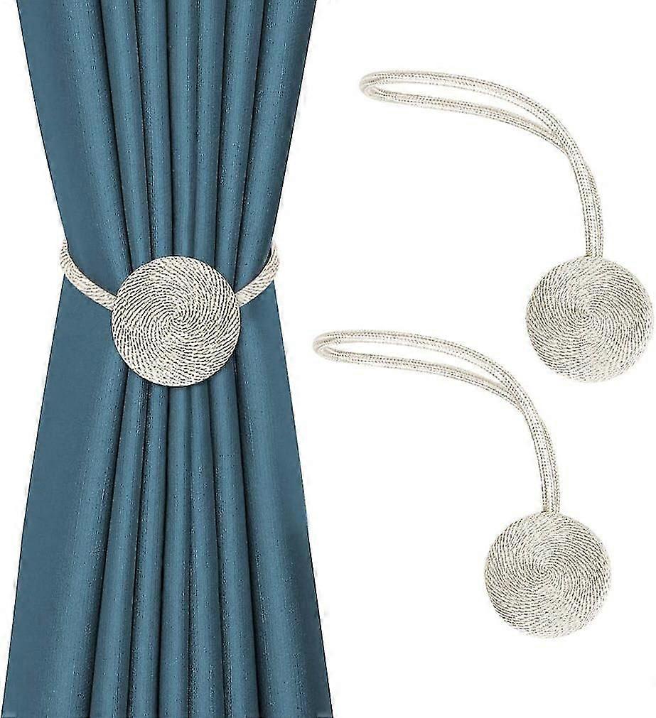 Magnetic Tiebacks For Decorative Curtains - Modern Support Rope For Thin Or Transparent Curtains (beige)
