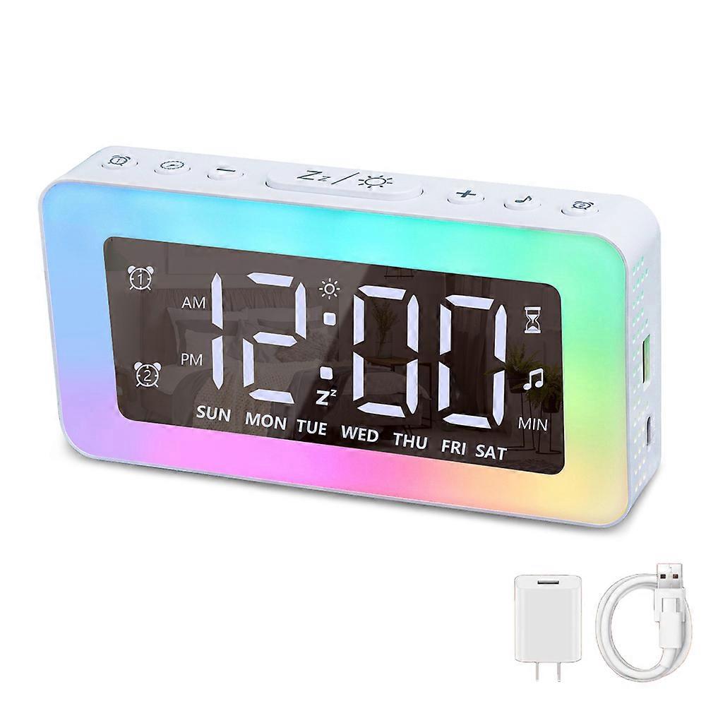 Hd Mirror Multi-Function Led Alarm Clock Student Dormitory Night Light Digital Alarm Clock Wake Up Alarm Clock-Us Plug-