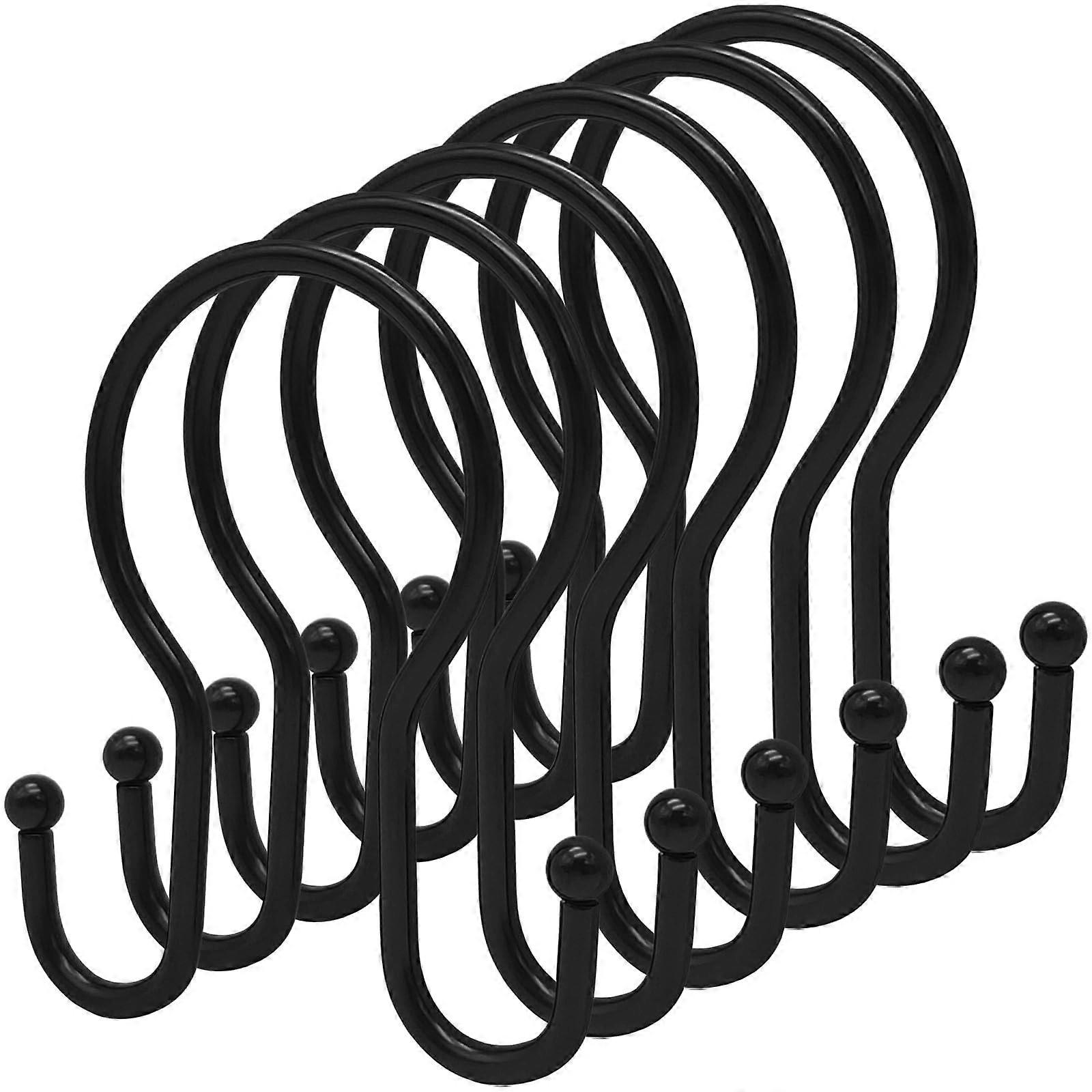 Double Shower Curtain Hooks Rings, 24 Pcs Rustproof Metal Shower Hooks Glide Smoothly for Bathroom Shower Rod ( )