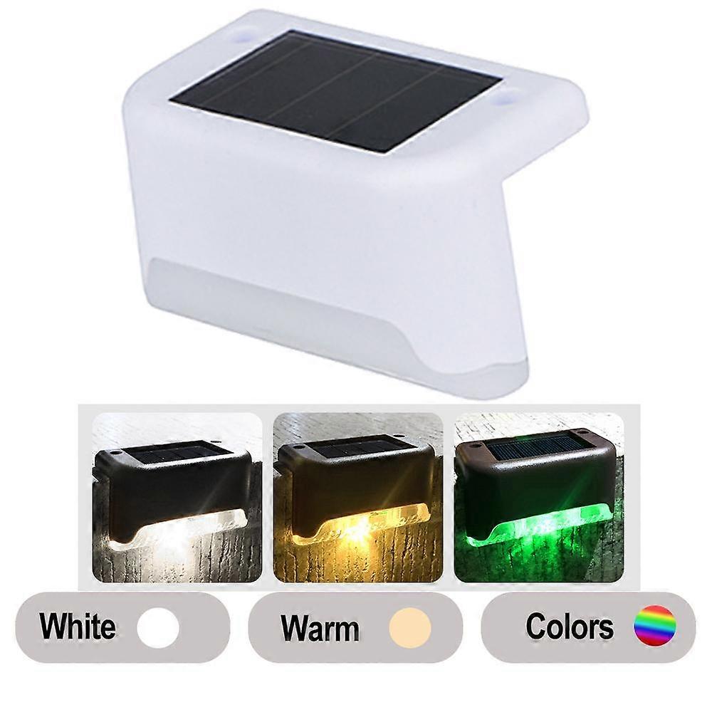 8PCS Outdoor Stair Solar Light Waterproof Garden Step LED Lamp Fence Pathway Yard Patio Balcony Decor Lawn Lighting White Warm Light