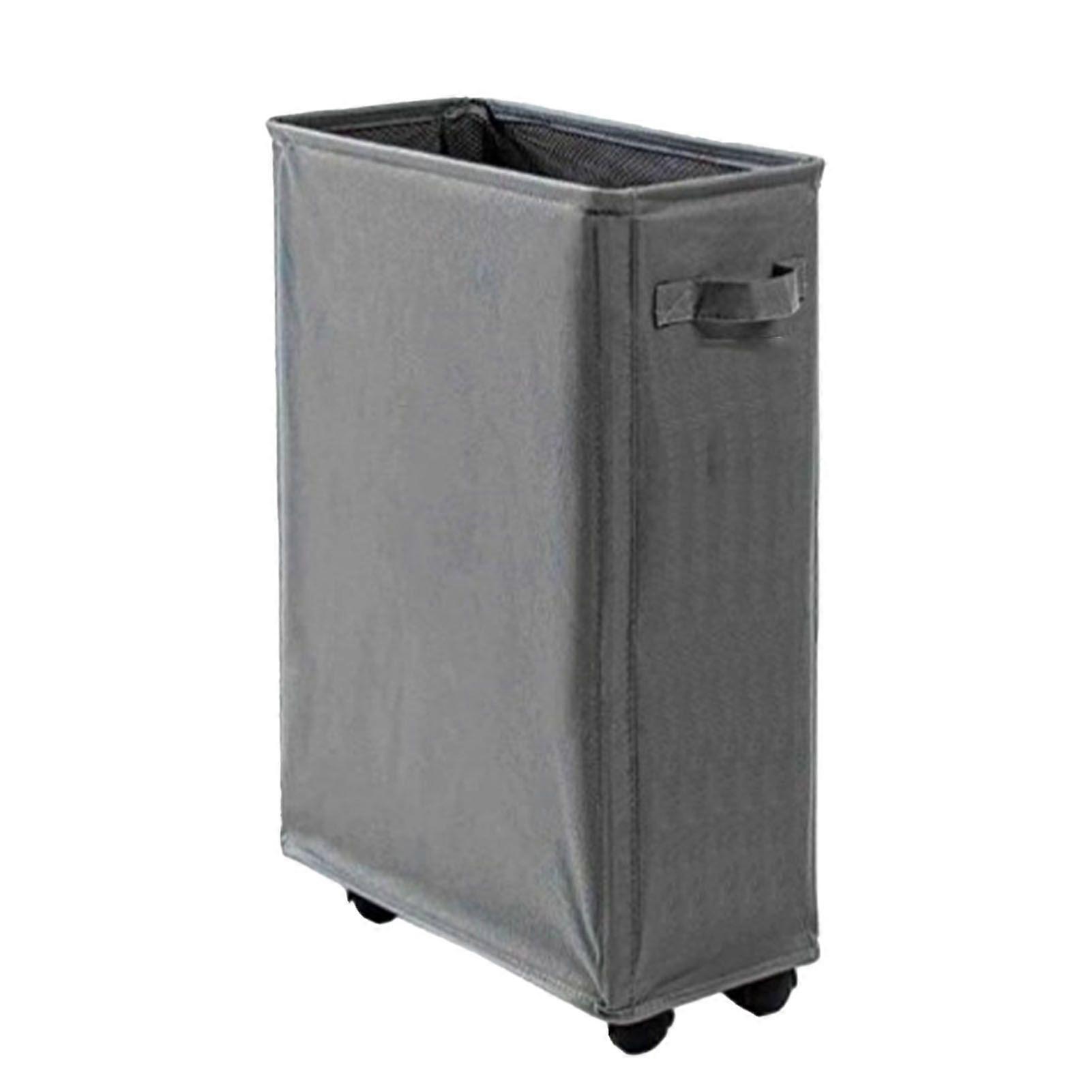 大型ランドリーバスケット4ロールホイールランドリーバスケットハンドル付き家庭用雑貨用布収納ビンブラックグレー