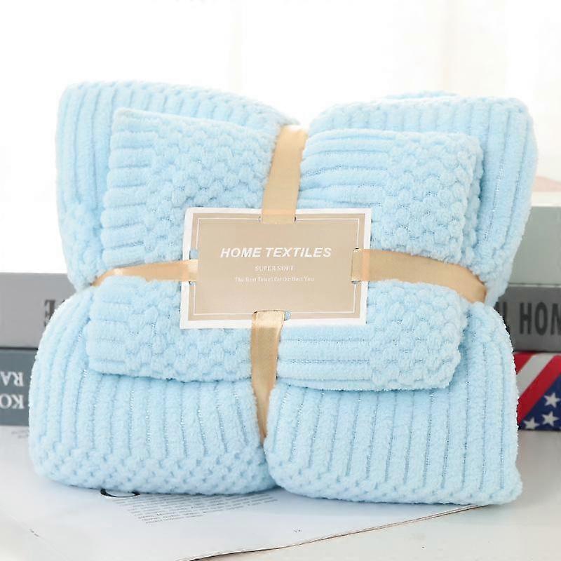 High Quality Coral Velvet Towel Bath Towel Set Solid Color Plaid Soft Absorbent Adult Style Beach Towel Set