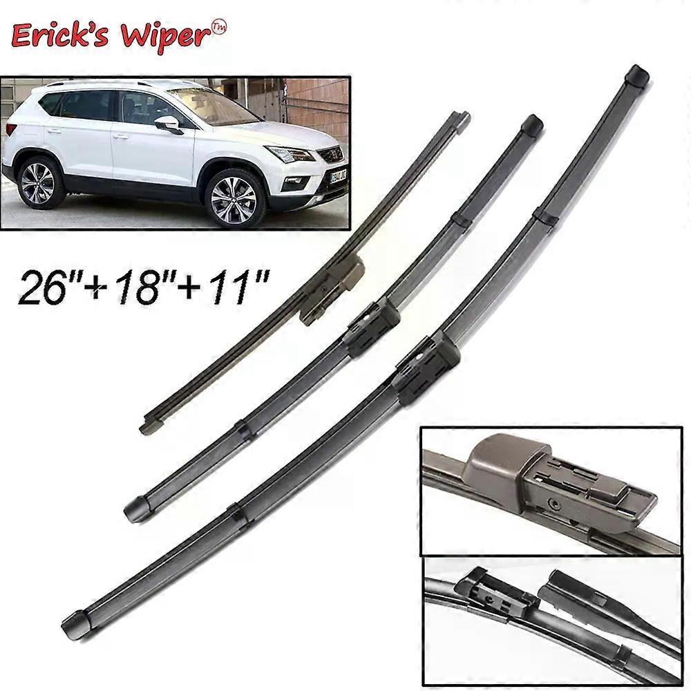 Erick's Wiper LHD Front & Rear Wiper Blade Set For Seat Ateca 2016 - 2023 Windshield Window Brushes 26 \"18\" 11\"