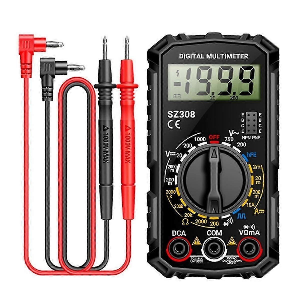 SZ308 Digital Multimeter Voltage Resistance Meter AC/DC Current Meter Electrician LCD Backlight Ohm