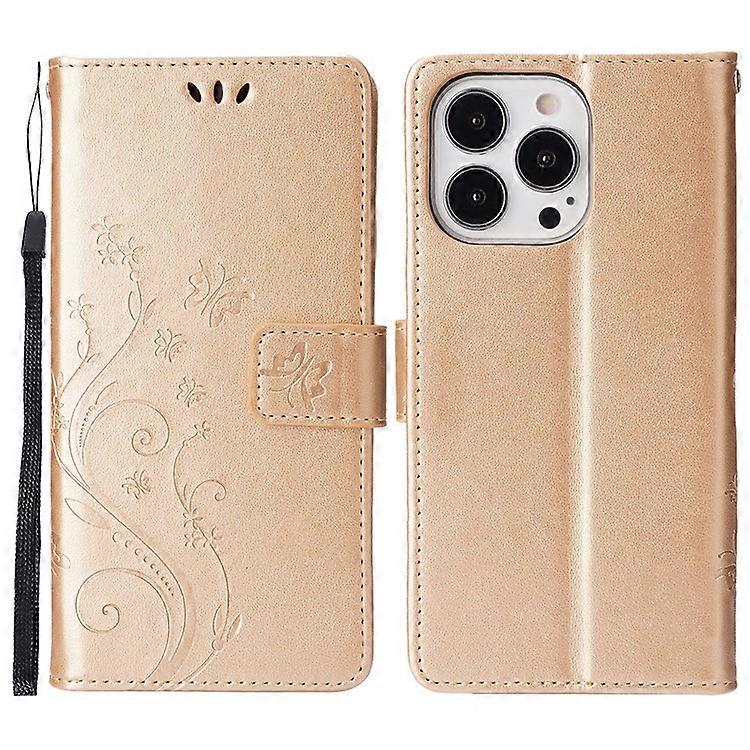 Compatible For iPhone 16 Pro Max Case Leather Phone Cover Butterfly Flower Pattern
