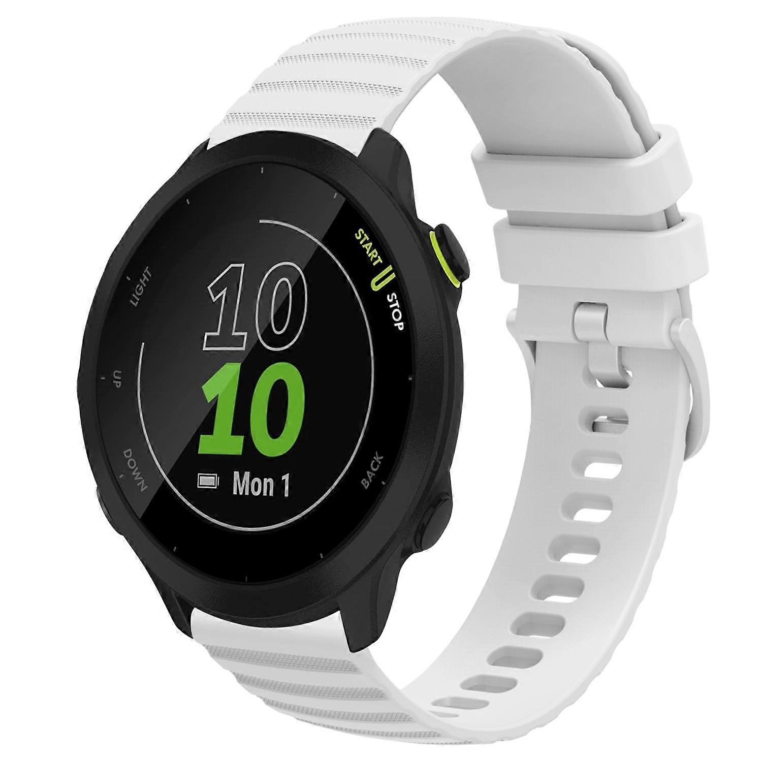 For Garmin Forerunner 55 20mm Wavy Dot Pattern Solid Color Silicone Watch Band