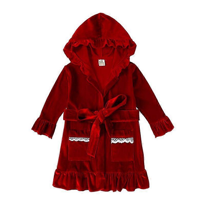 Badrock 1# Barn Sovkläder Vinter Flanell Mjuka Varma Flickor Pyjamas Set Barn Nattlinne Långärmad Huva Pyjamas Tecknad Hemkläder