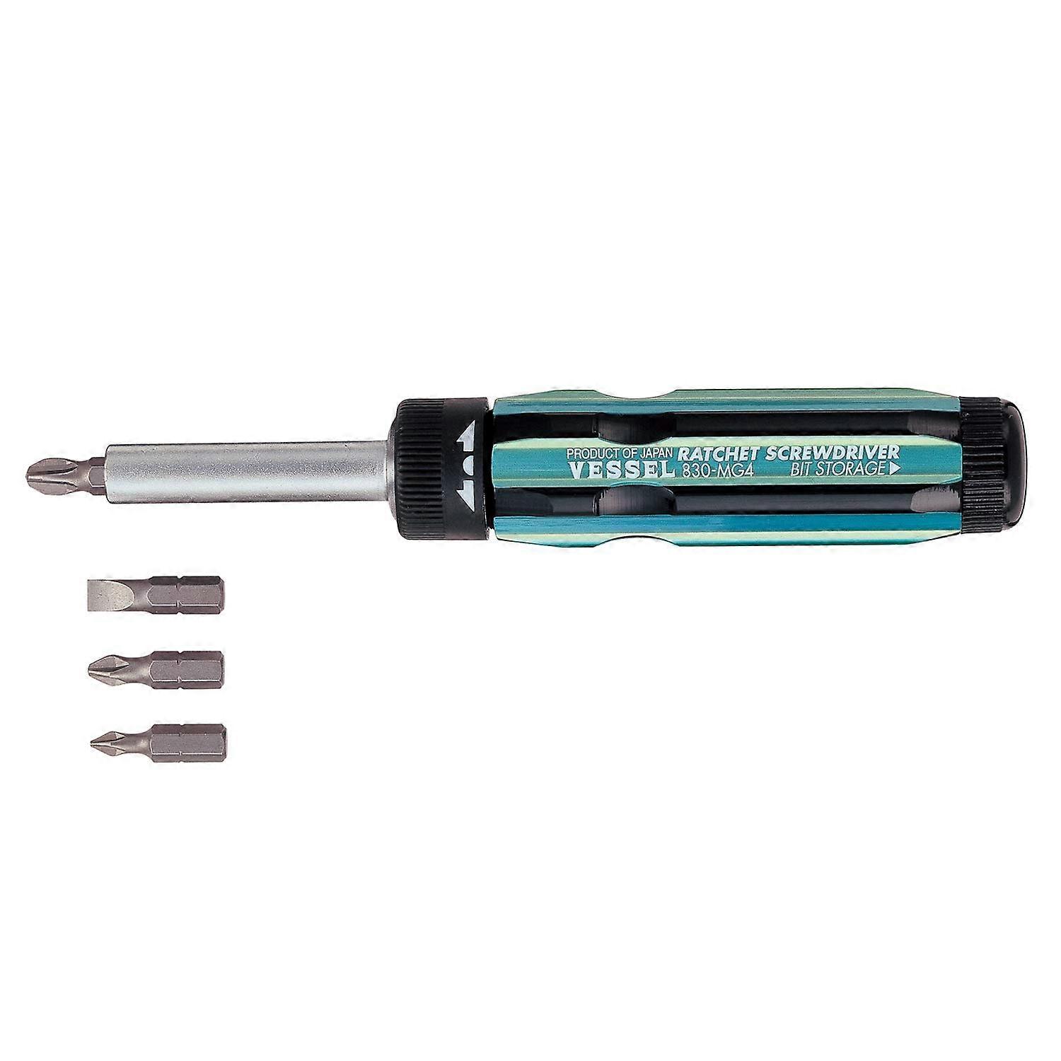 Ratchet Screwdriver with 4 Bits