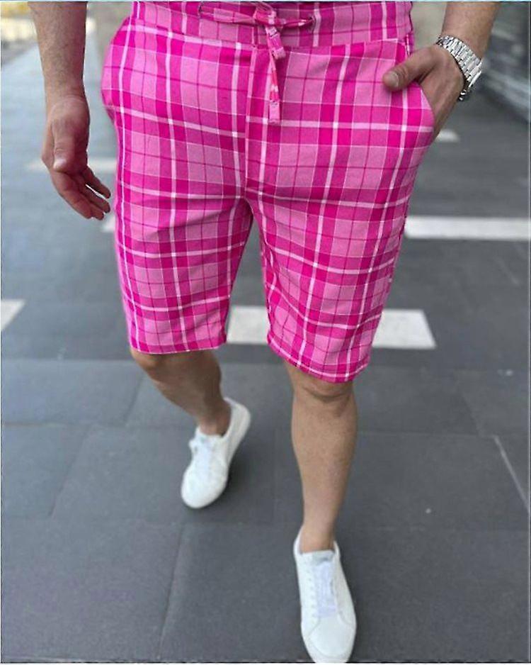 Sommermode mænds plaidstribede afslappede shorts