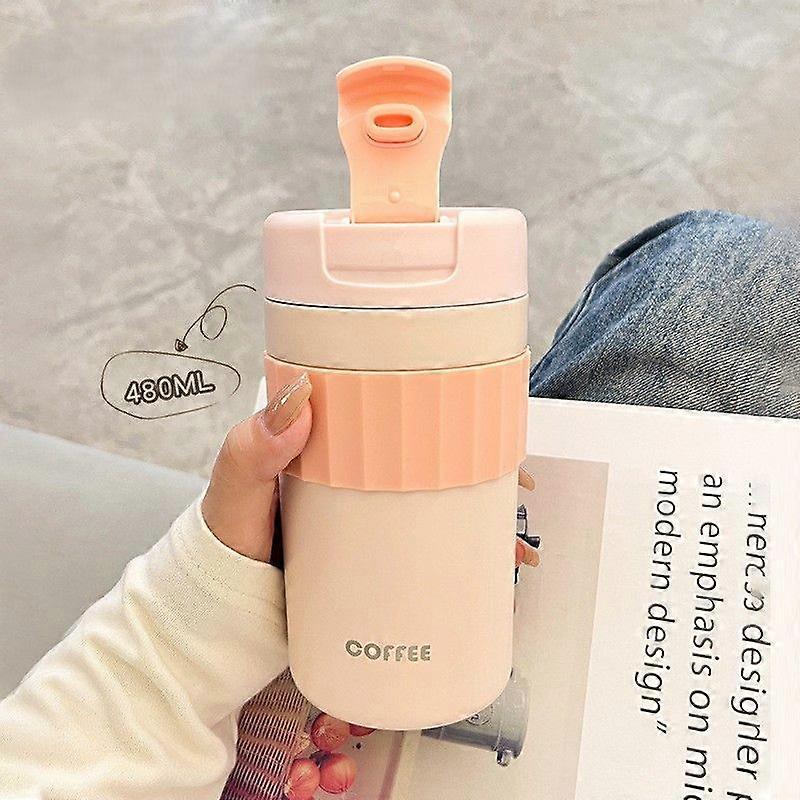 16 oz Tumbler Mug,Insulated Travel Coffee Mug-Pink