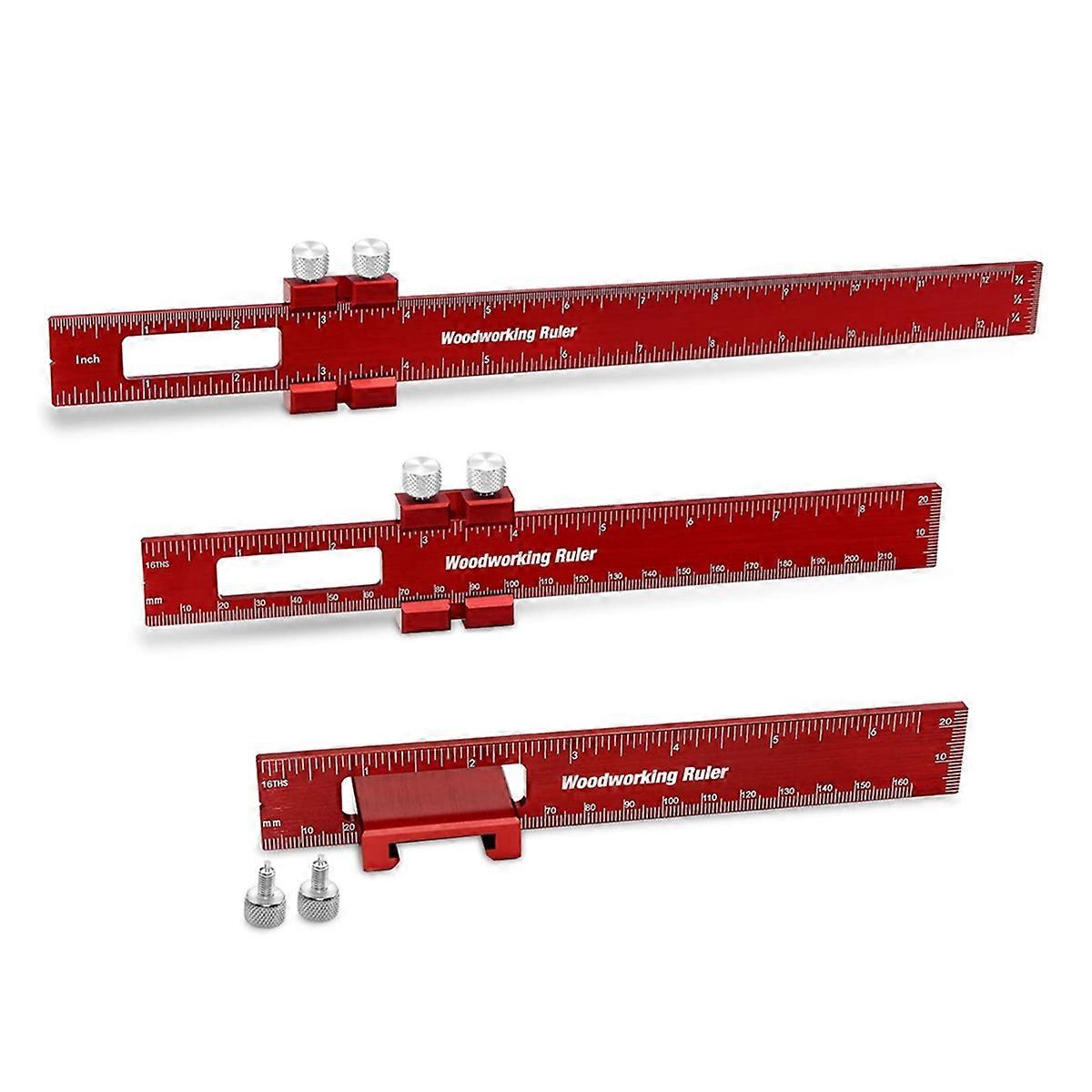 Woodworking Precision Pocket Ruler Aluminum Slide Ruler Metric Inch T-Type Scribing Ruler Layout To