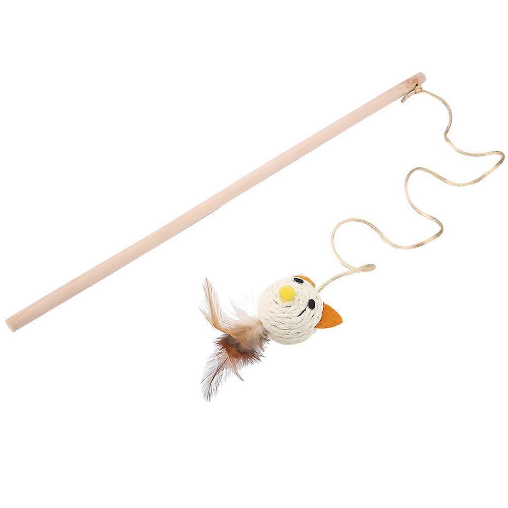 Pet Teaser Stick Cat Wand with Mouse and Bird Head for Kitten Play, Interactive Toy, Durable Material, 36-Inch Length