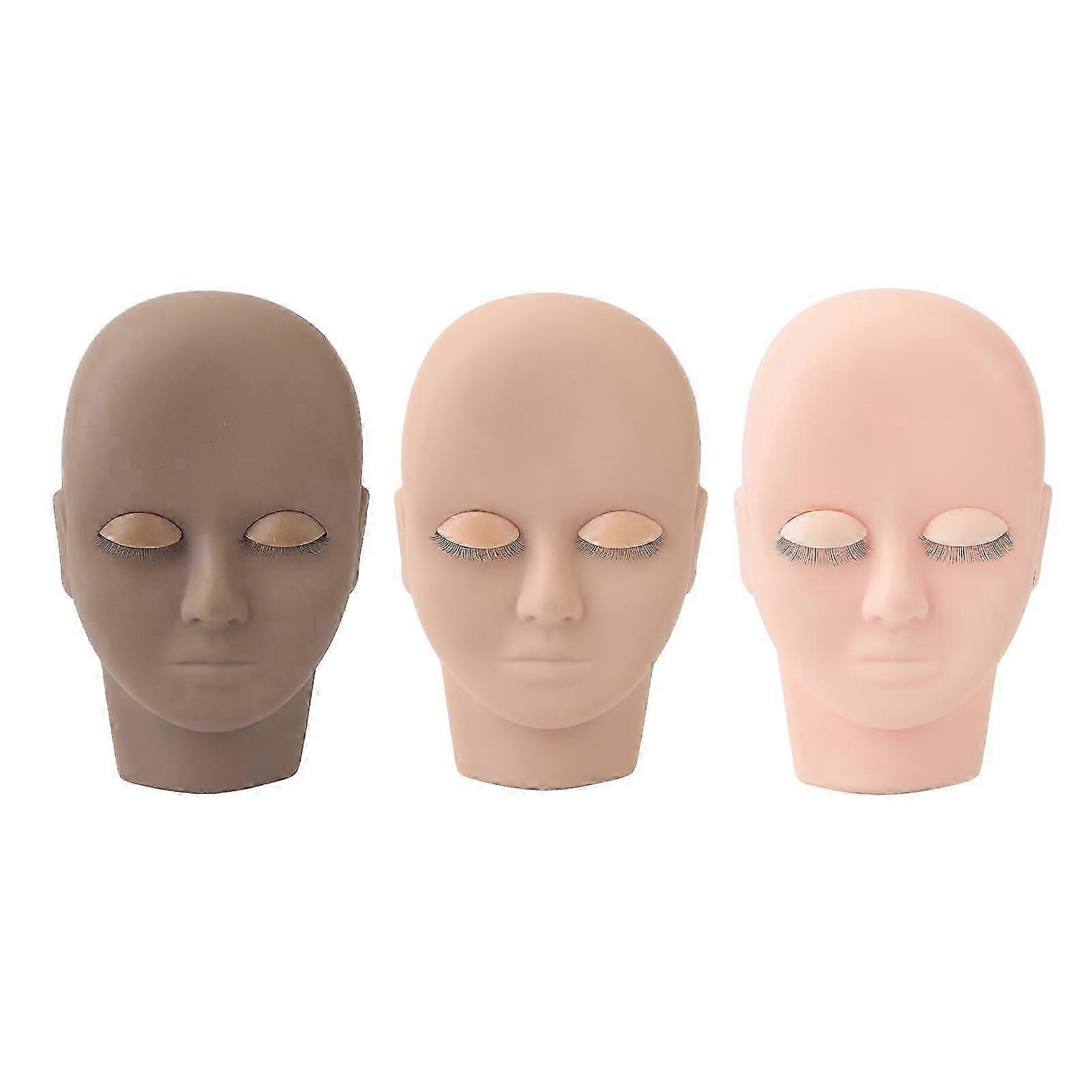 3 stks wimperverlenging gezicht mannequin verwijderbare oogleden make-up praktijk gezicht model donkerbruin lichtbruin roze