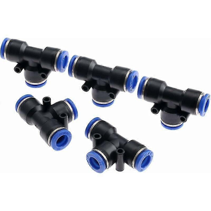 5pcs T-Junction 3-Way Pneumatic Quick Couplers Hose Push-in Connector Garden Hose Pipe Fitting Faucet Connector-10mmFontainebleau