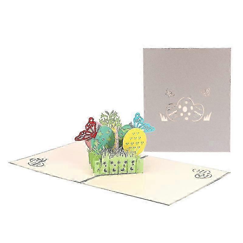 3D Card Lovingly Designed Easter Card with Funny Easter eggs and butterflies With Insert Card