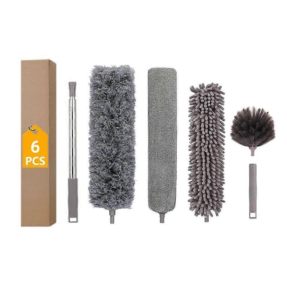 Microfiber Duster With Adjustable Telescoping Pole, Washable And Reusable Replaceable Microfiber Head, Flexible And Bendable For Easy Furniture