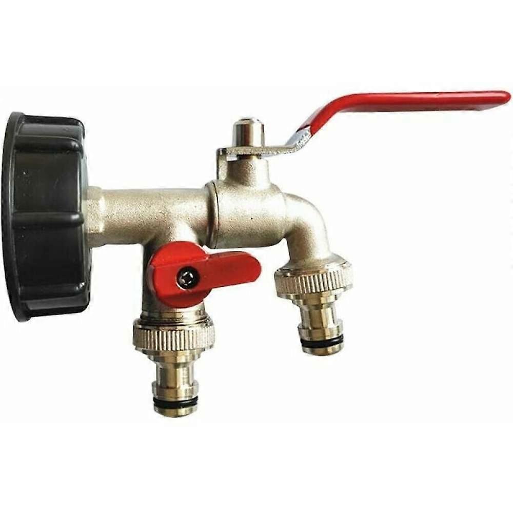 Garden Tap Connector For Non-toxic Eco-friendly Material, IBC Adapter S60X6 Coarse Thread IBC Water Tank Dual Outlet 2 X Hose Connection Drain System