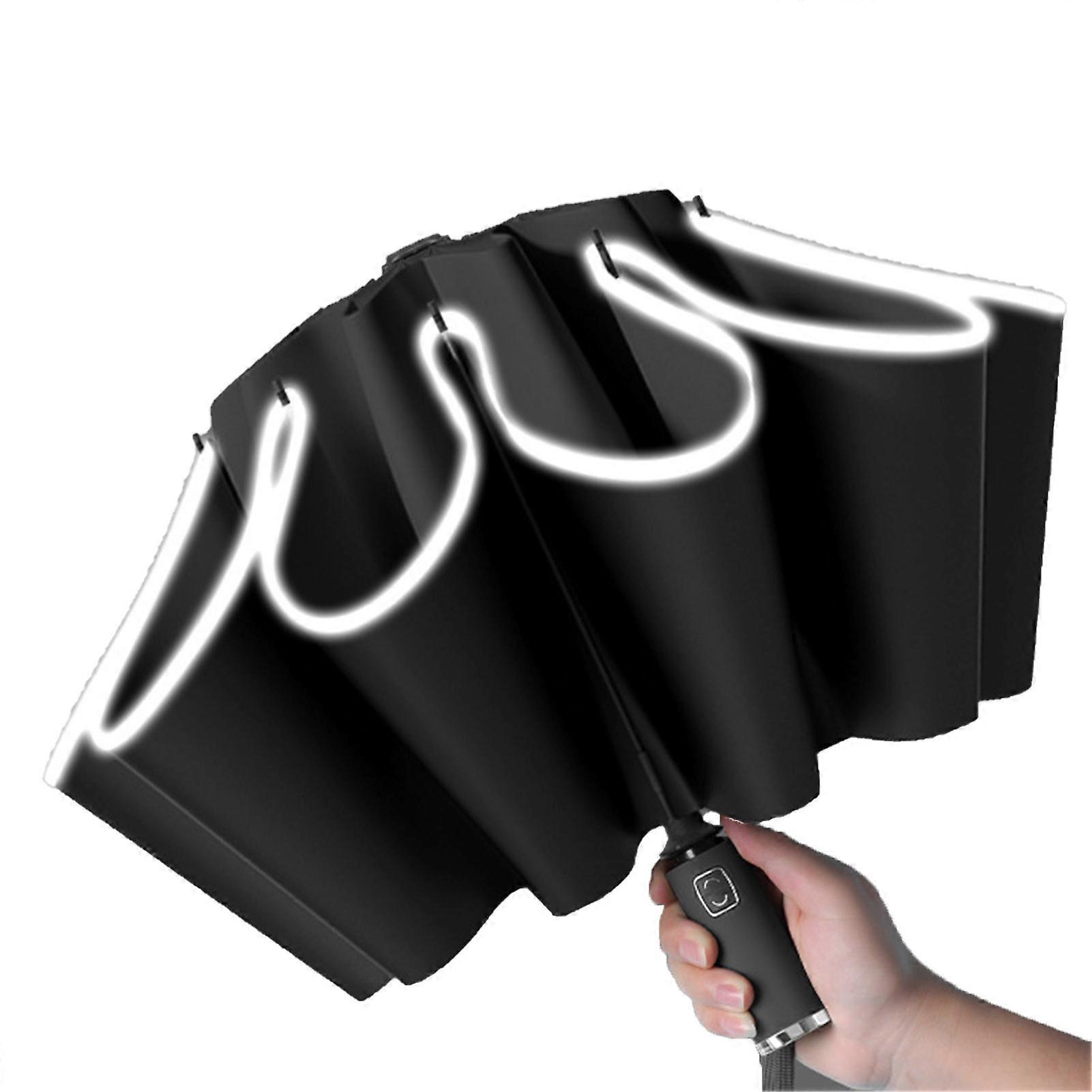 Automatic Reverse Large One Key Control with Reflective Strip Folding Umbrella for Sunny Or Rainy Day