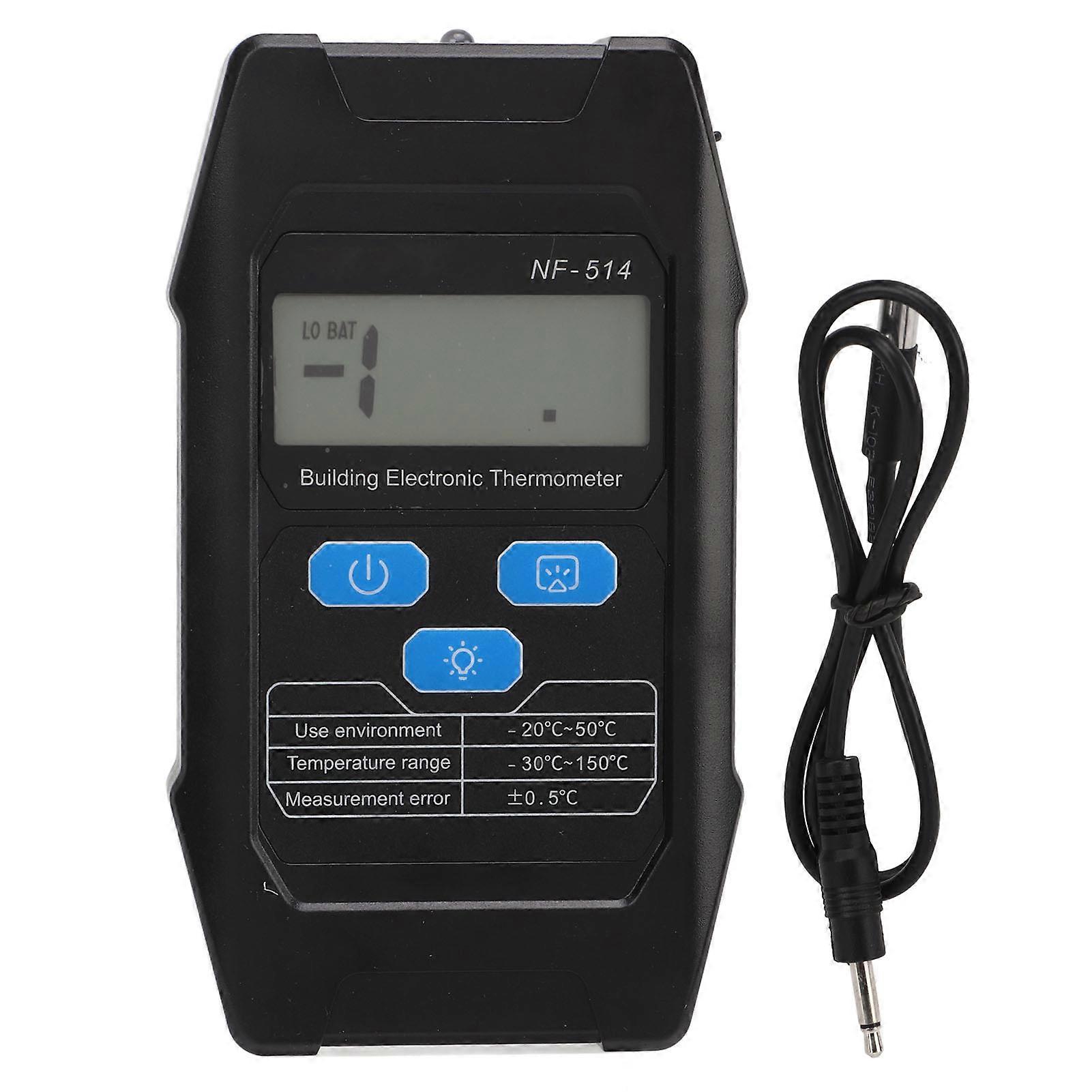 Concrete Thermometer LCD Display Building Temperature Meter Tester with Probe Line