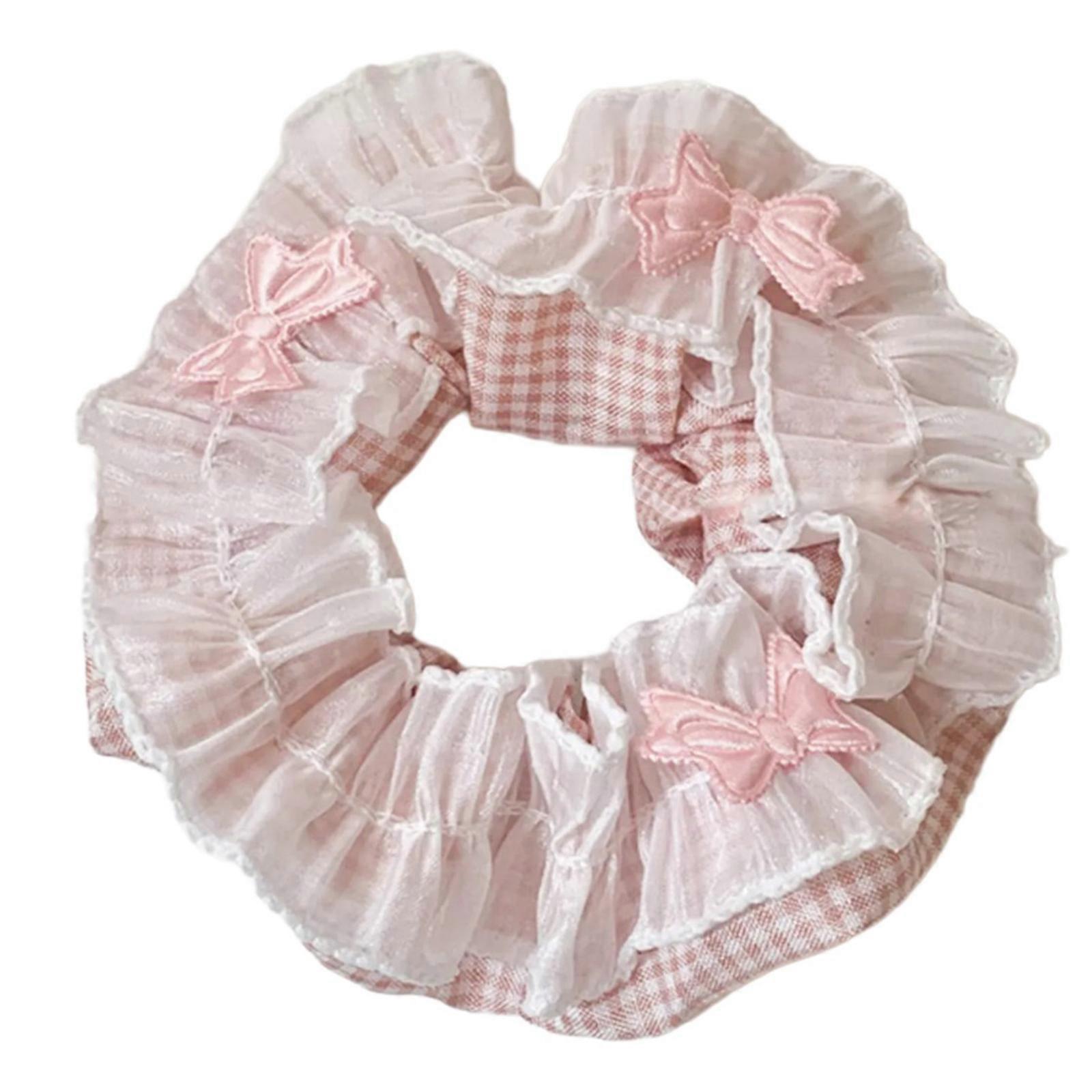 Μπλε Multi Layer Γραβάτα Μαλλιών Princess at Large Γραβάτα μαλλιών Χαριτωμένα δαχτυλίδια μαλλιών Laciness Γραβάτα μαλλιών Scrunchies Bowknot Ροζ