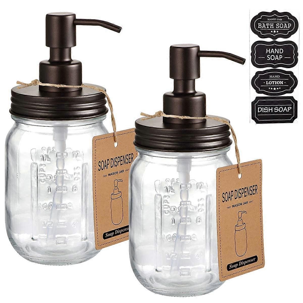 2 PC Mason Jar Liquid Soap Dispensers Rustproof Stainless Steel for Bathroom