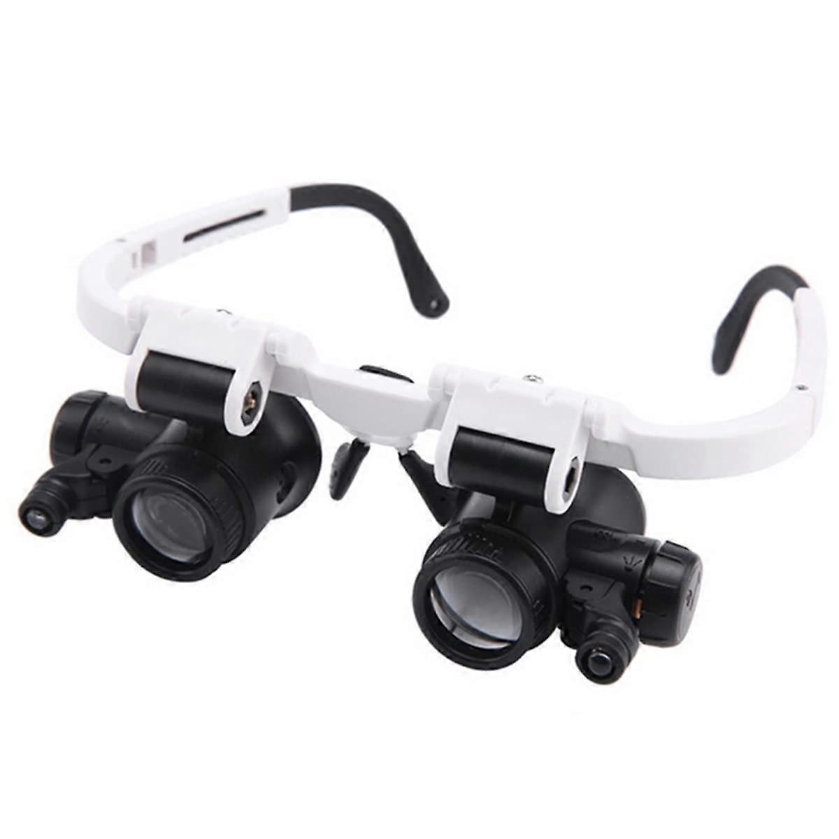 Microscope Kit Head-Mounted LED Lamp with 8X 15X 23X Magnifying Glass Lens Adapters for High Precision Viewing