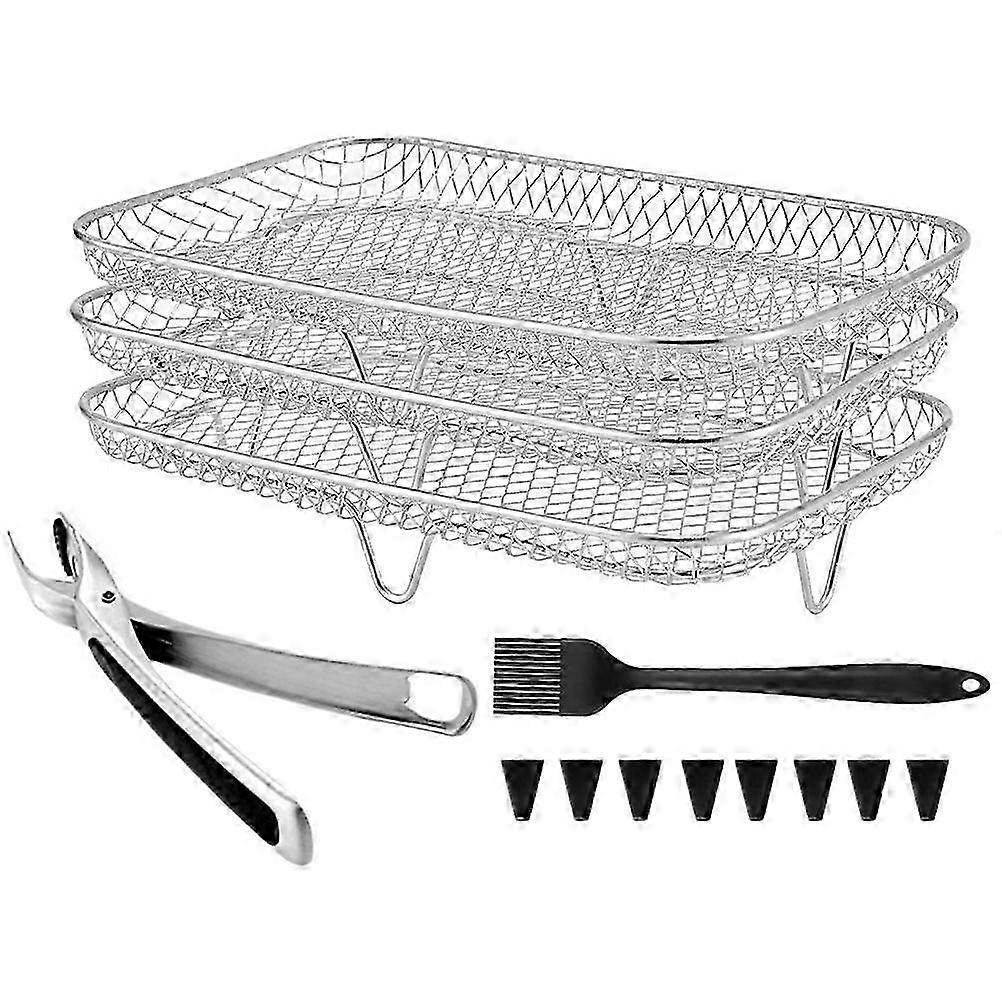 1 Set Air Fryer Stacking Rack Stainless Steel Grill Rack Stackable Grill Rack
