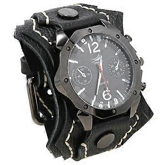 Hand-Stitched Leather Bracelet Watch for Men