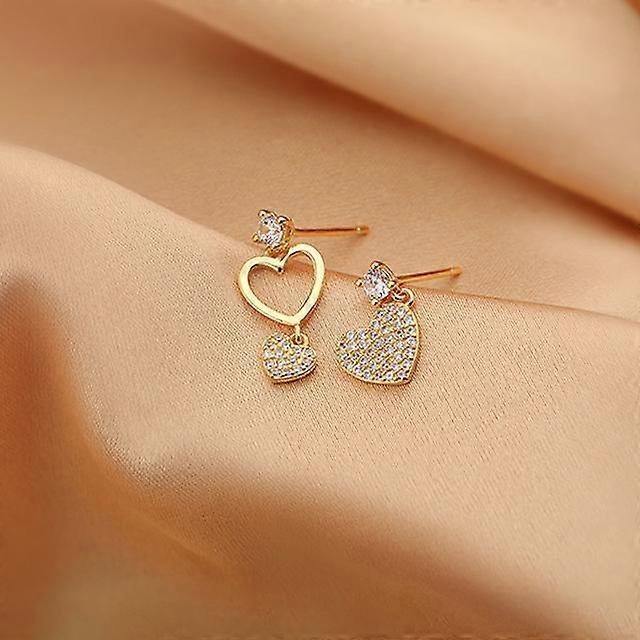 925 Sterling Sølv Kærlighed Kvast Øreringe Asymmetriske Mikro-indlagte Kvinder Mode Fine Smykker Hjerteformede Øreringe til Kvinder