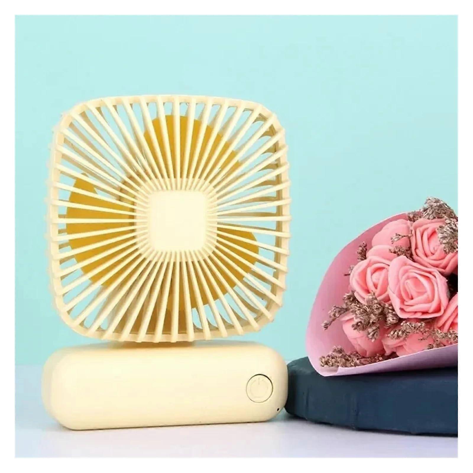 Multifunctional Small Fan Desktop USB Mini Handheld, Three-Speed, Quiet, Car, Home, Office, Outdoor, Yellow