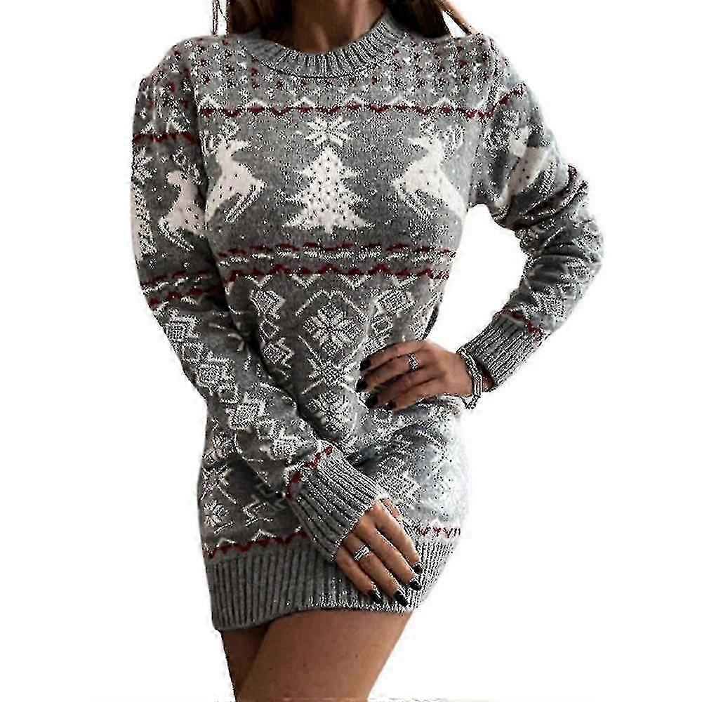 "Strickkleid Damen Weihnachtskleid Langer Pullover"