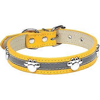 Reflekterende hundehalsbånd med sød potennit besat Sjovt blødt Pu læder justerbare hvalpe hundehalsbånd til små mellemstore store hunde catsm