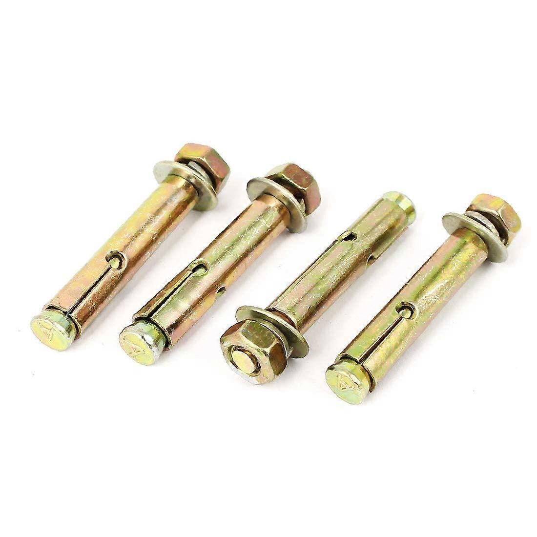 M8x70mm Yellow Zinc Plated Iron Hex Nut Anchor Sleeve Expansion Bolt Screws Set of 4, Multiple Color Options