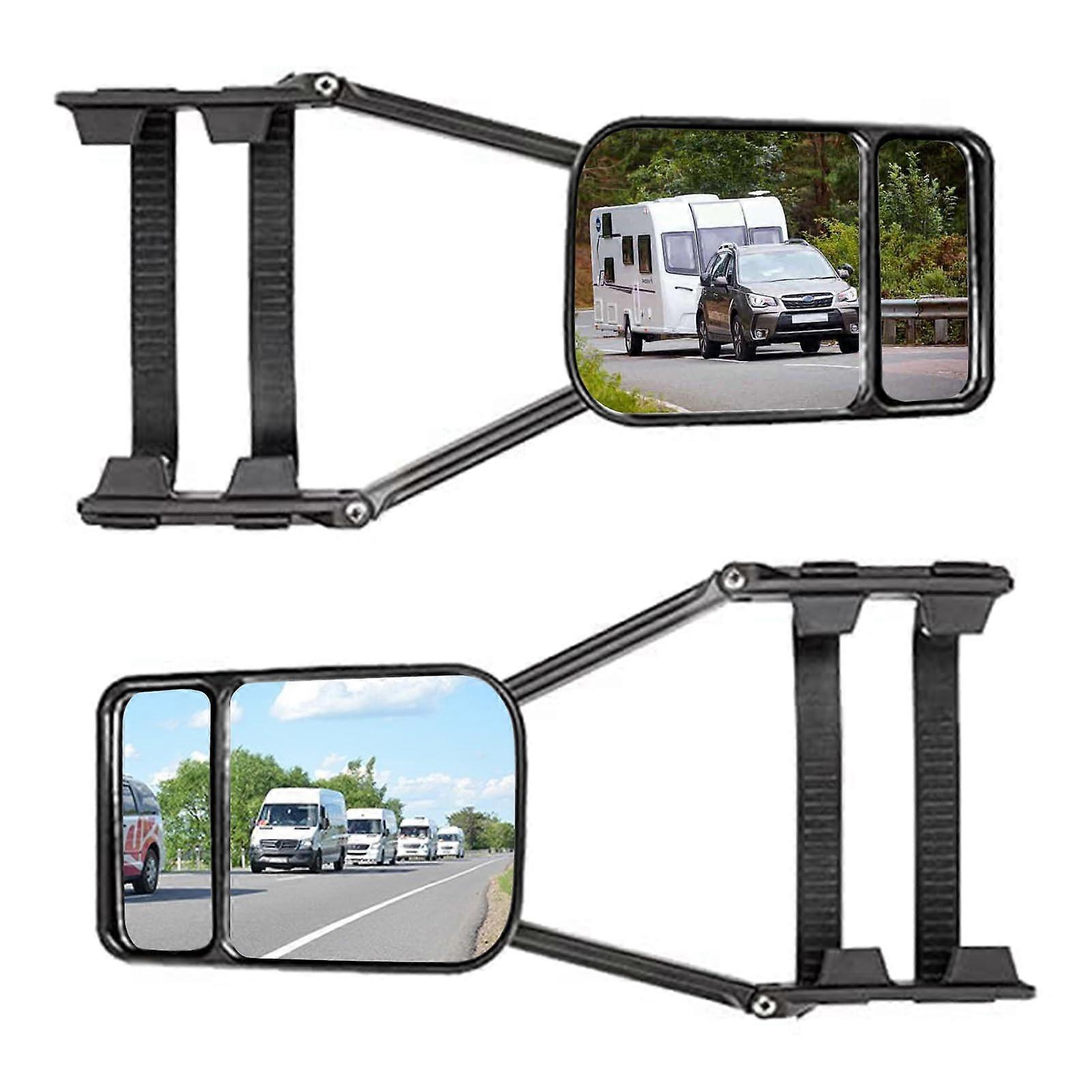 Clip-On Towing Mirrors Universal Trailer Extenders, 360-Degree Adjustable Dual-View, ABS Plastic, Compatible With Cars