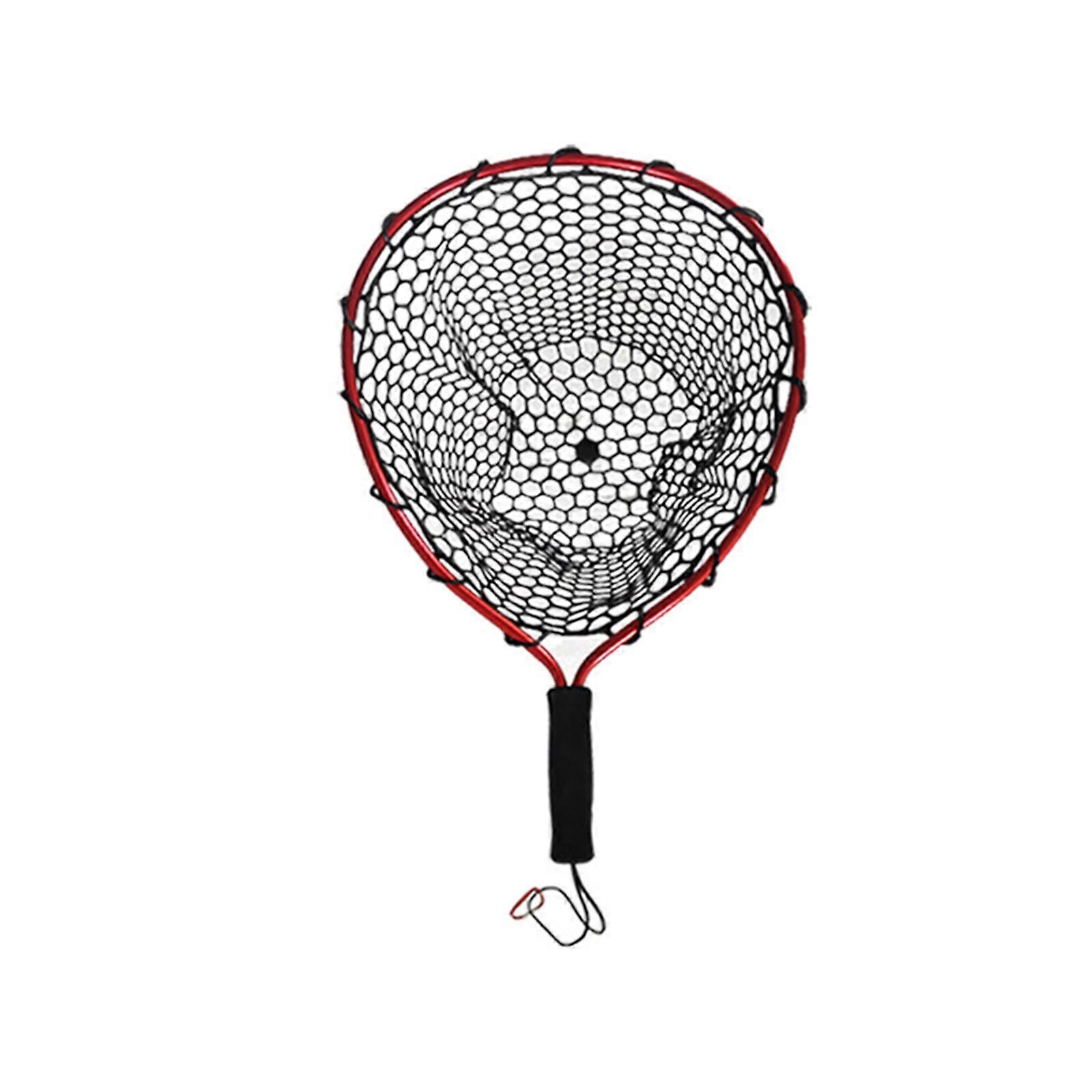 Landing Net Portable Fishing Net Freshwater Saltwater Fishing Tackle Tool Fishing Landing Net with Comfortable Grip Red