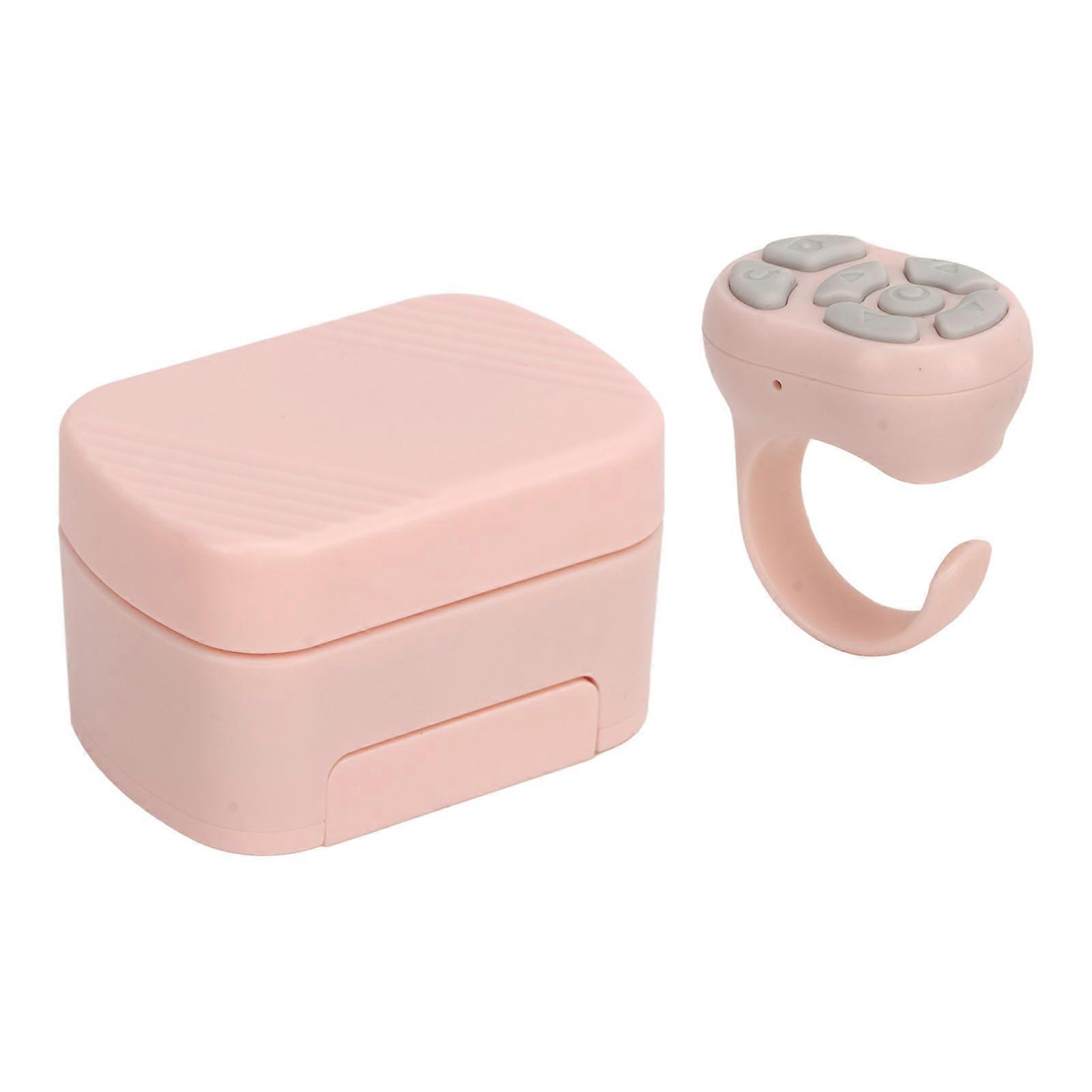 Pink Remote Control Scrolling Ring Bluetooth APP Page Turner Camera Remote Shutter Selfie Button with Charging Case for Cell Phone
