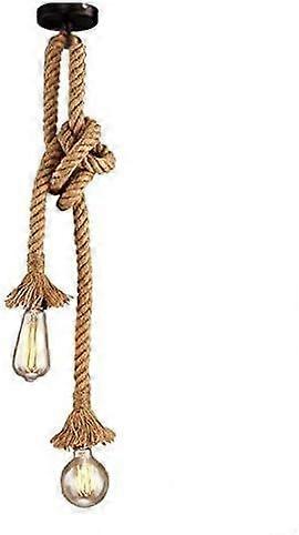 Industrial Pendant Light Hemp Rope Double Head Hanging Light