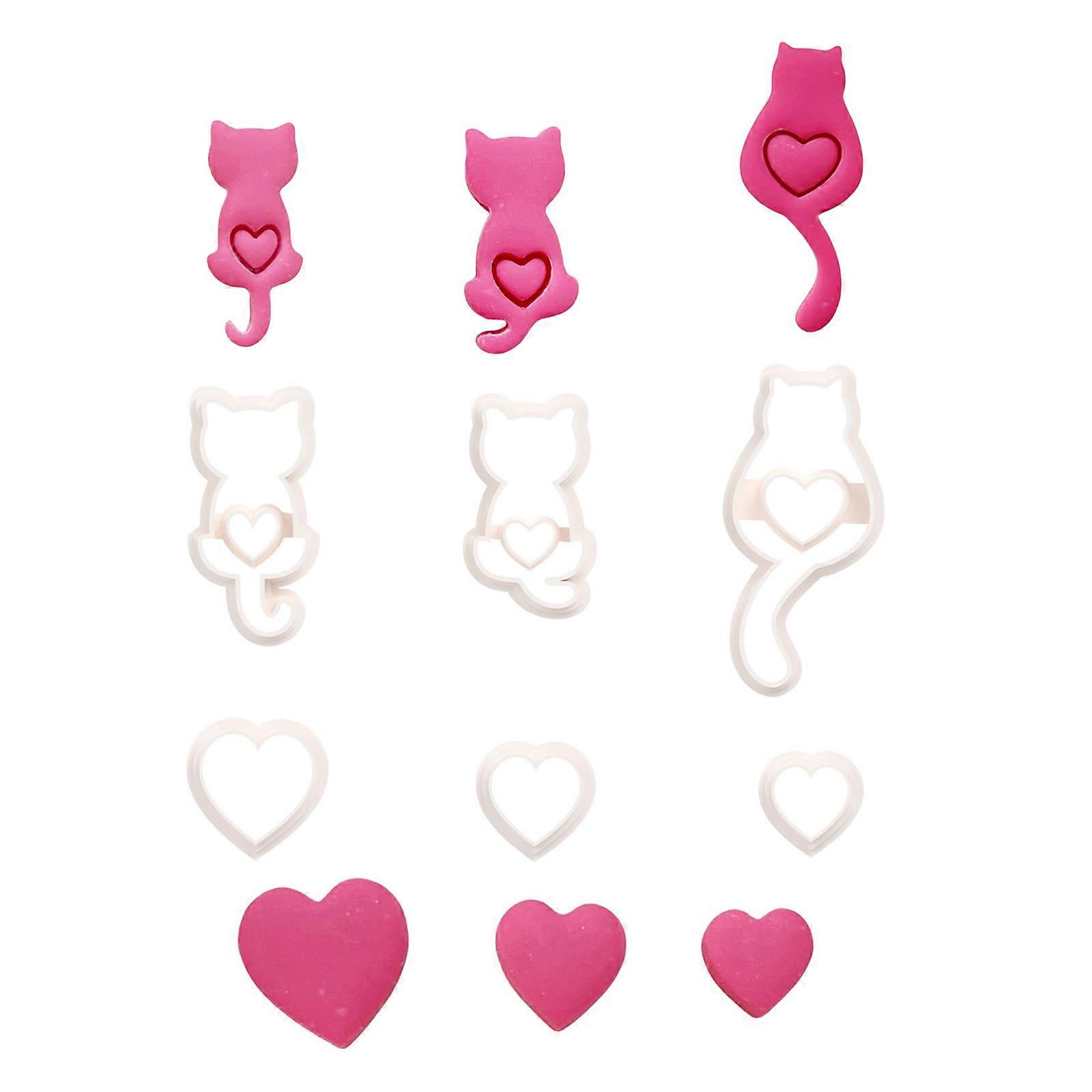 Set of 6 Multipurpose Small Cats Polymers Clay Cutter Valentines Day Jewelry Making Set for Earrings and Necklaces
