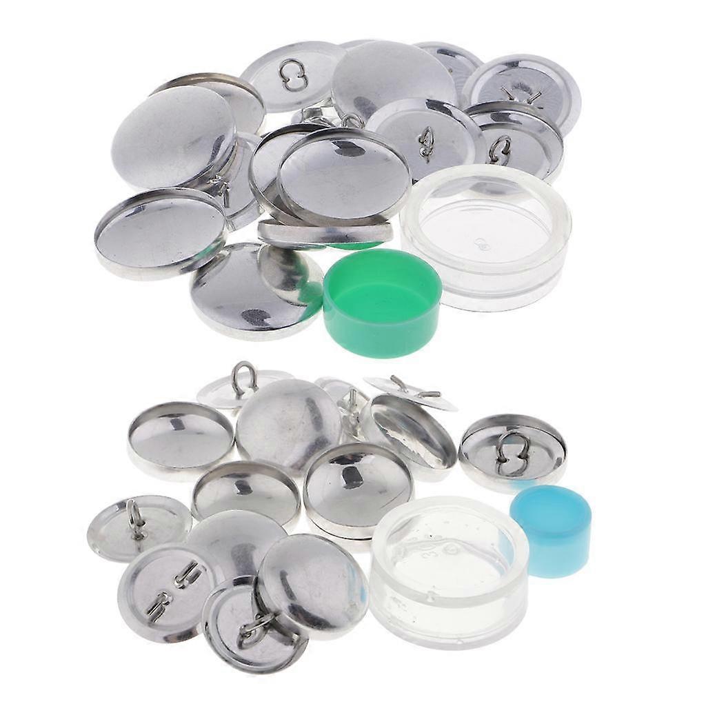 20 Sets Aluminum Shank Back Cover Metal Button with Assembly Tools Kit