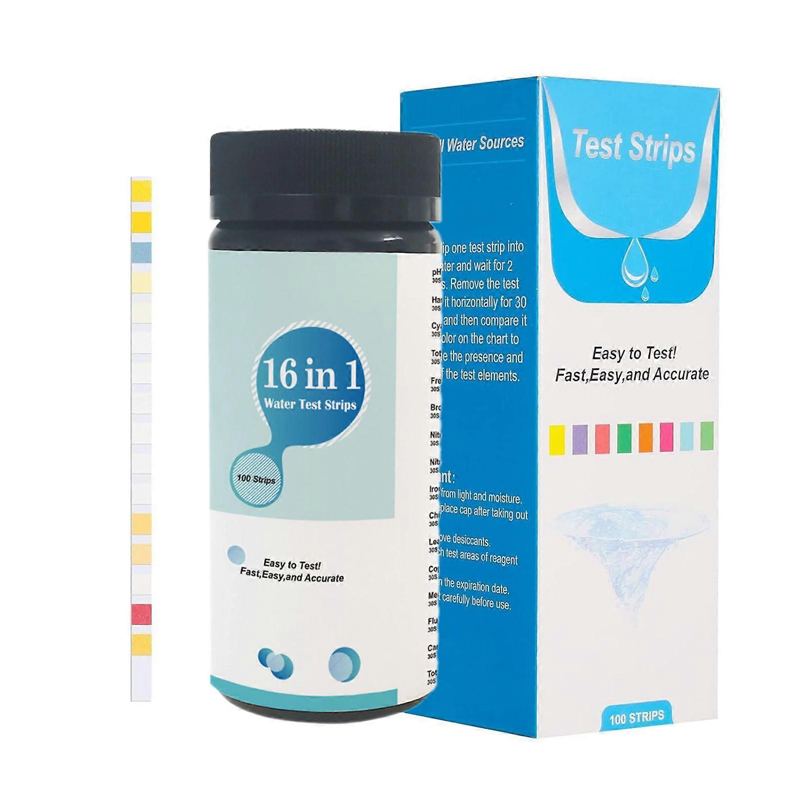 100Pcs Testing Strips for Iron Mecury Detection 16 in 1 Water Tester Water Quality Testing